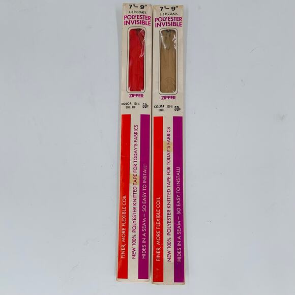 JP Coats Zipper 7-9 inch Invisible Polyester Nylon Multicolor Lot 2 Zippers USA - Picture 6 of 6